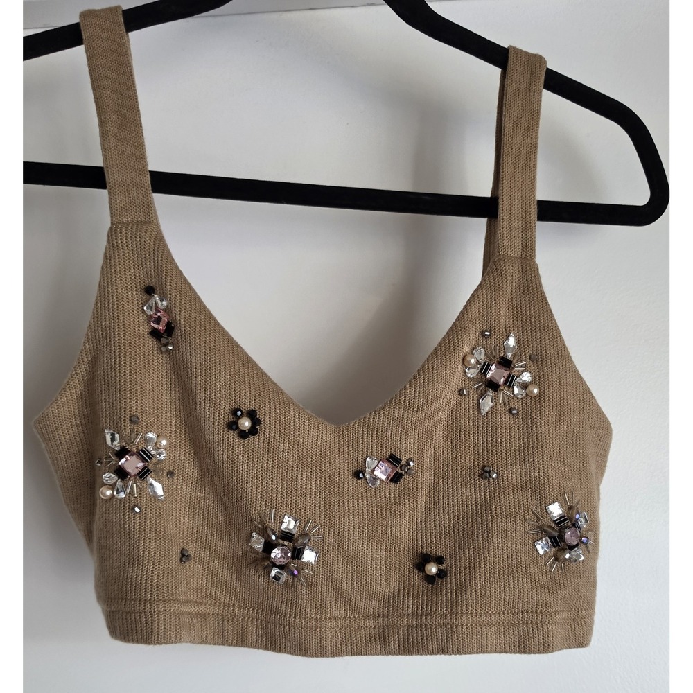 Reath & Wren Women's Sleeveless Top XS Brown Cropped